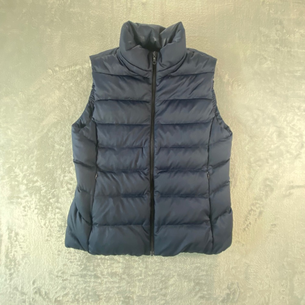 UNIQLO Puffer Vest Womens XL Navy Blue Ultra Light Down Quilted Zip